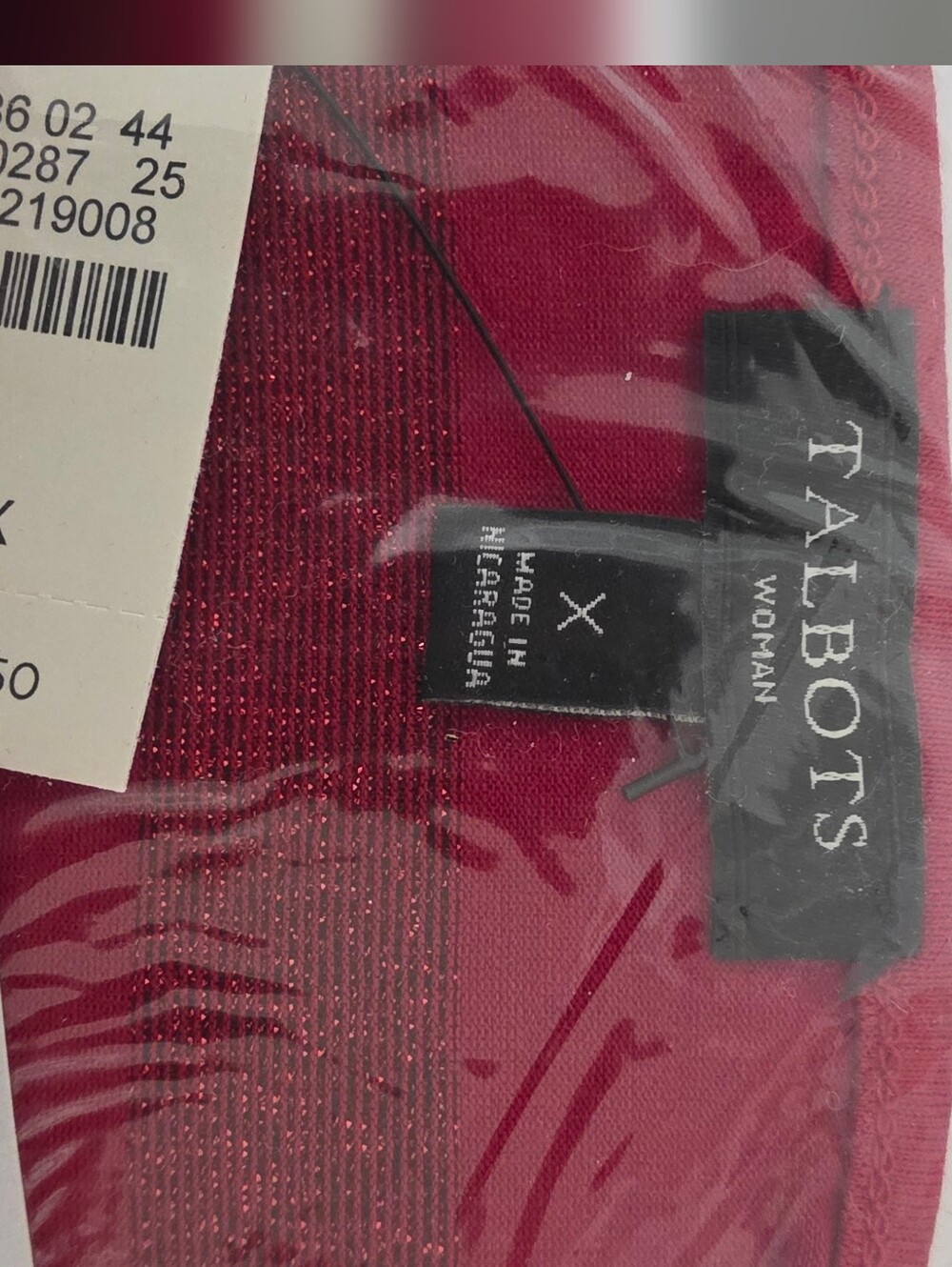 NWT Talbots Woman Striped Shimmer Tee Top Red Burgundy Plus Size X New Sealed - Picture 6 of 8